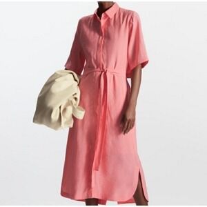 COS Belted Midi Dress Size 4 Pink Boho Chic Classy